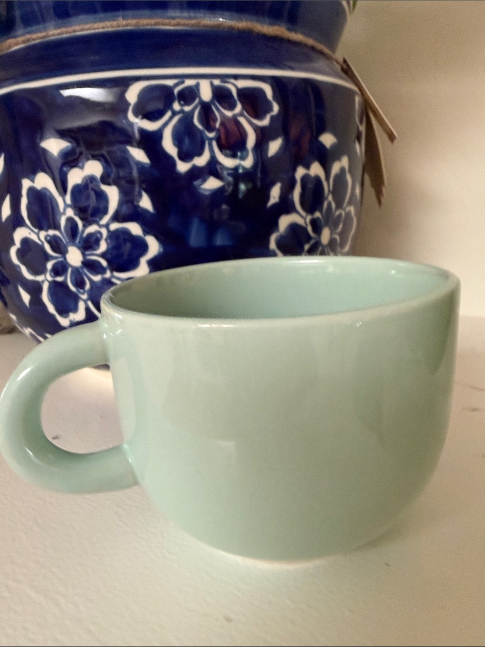 Rare Vintage Stoneware Mug Japan- Mint Green